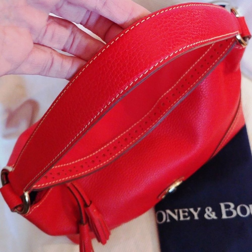 Dooney & Bourke Tomato Red Leather Double Bundle w/Lg Slouch Hobo & Kiss Wallet - Picture 8 of 16